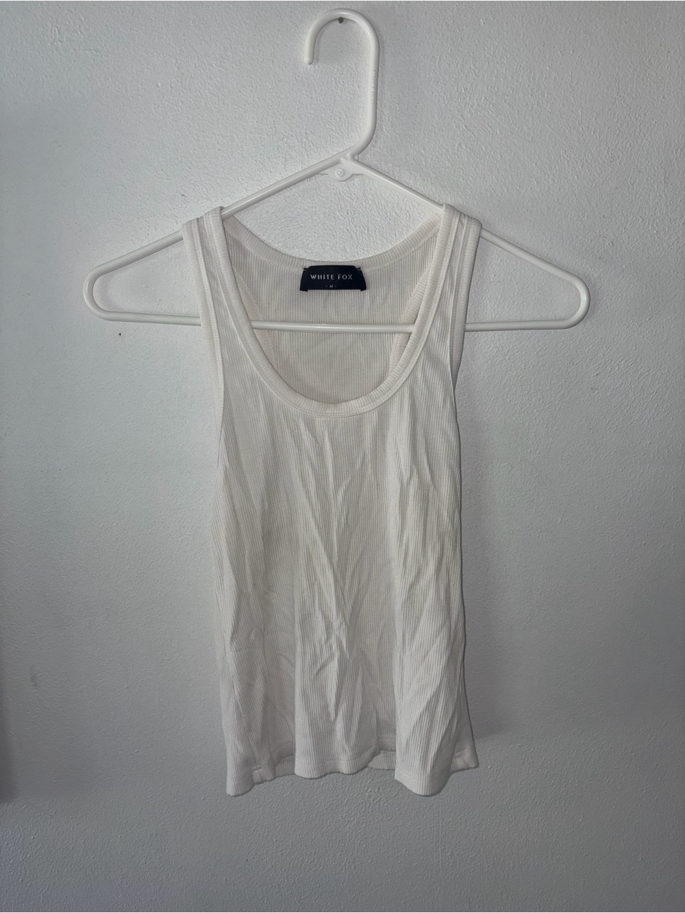 White Fox Boutique White Ribbed Scoop Tank